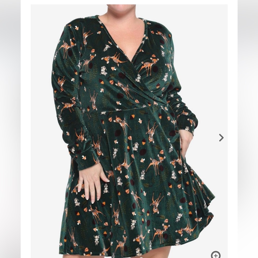 Disney Bambi Forest Velvet Long-Sleeve Dress Plus Size